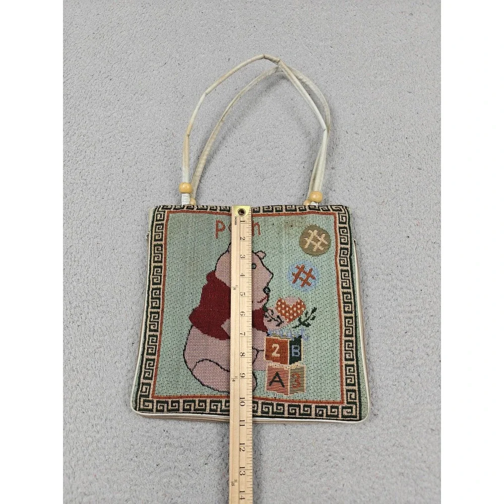 Winnie The Pooh Tote Bag Girls Small‎ Green Beaded Zip Shoulder Cartoon Purse